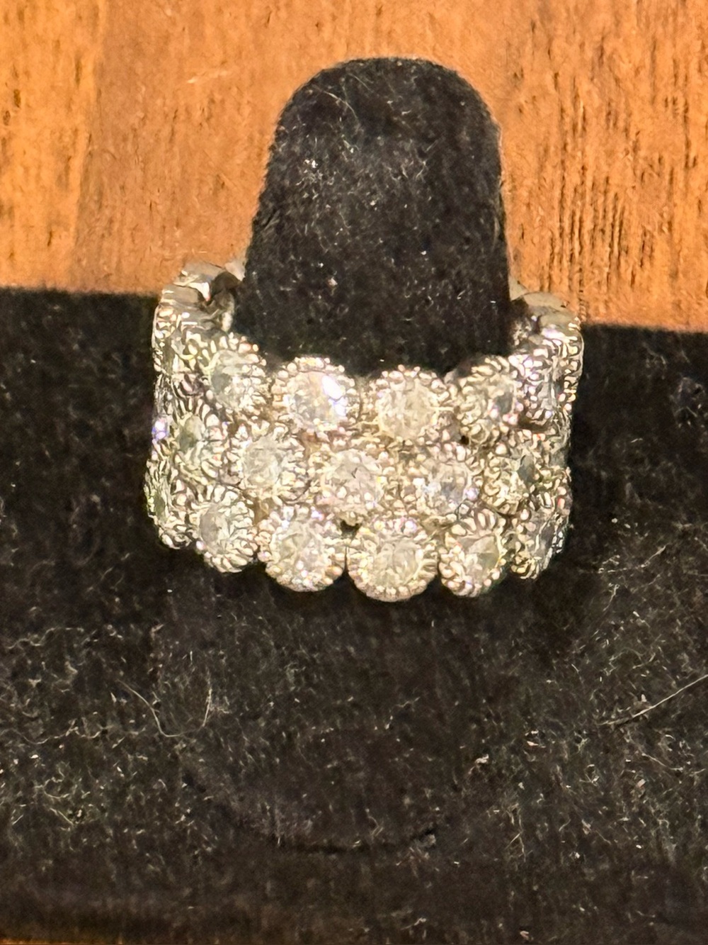 Crystal Pavé Wide Band Ring - Silver